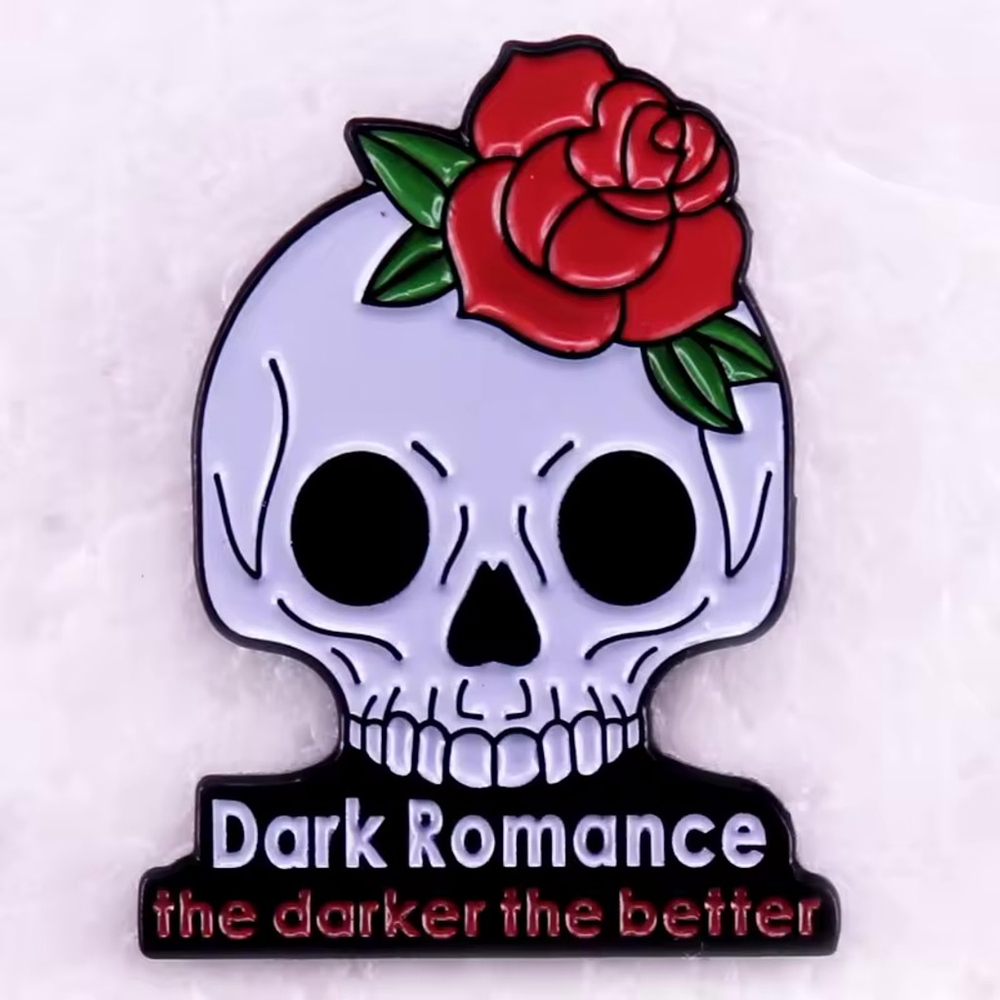 Dark Romance Book Lover Skull & Rose Enamel Pin